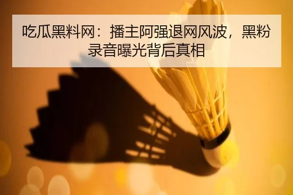 吃瓜黑料网：播主阿强退网风波，黑粉录音曝光背后真相